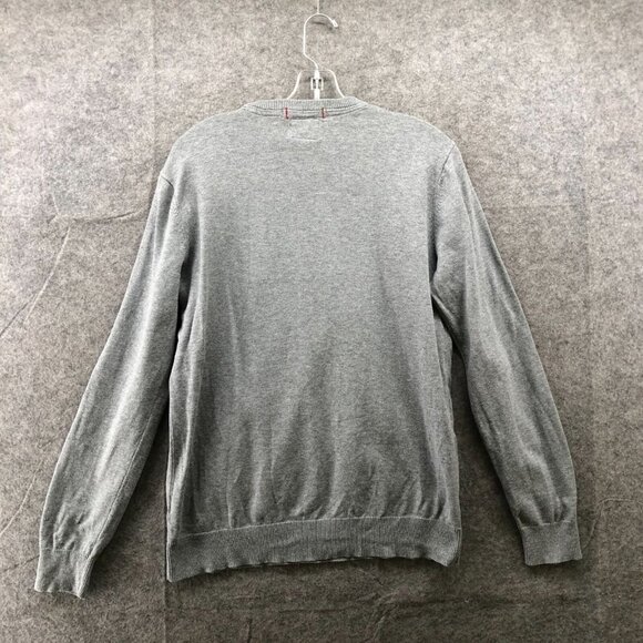 Quiksilver Crewneck Sweater Mens M Gray Pullover Embroidered Logo 100% Cotton - Picture 2 of 9